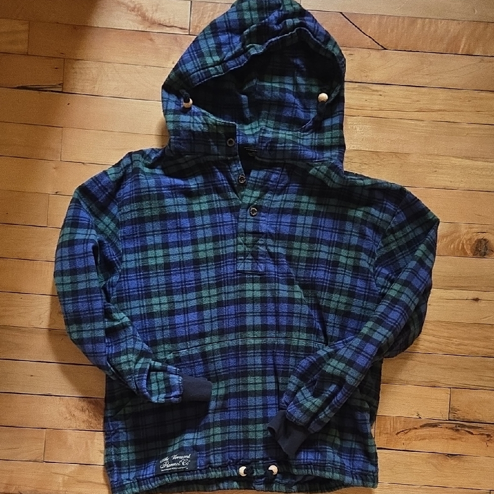 Cozy Plaid Hooded Sweatshirt - Blue and Green